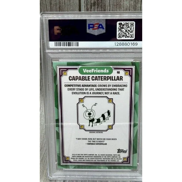 2025 Topps Chrome VeeFriends Capable Caterpillar Yellow Refractor #40 PSA Mint 9